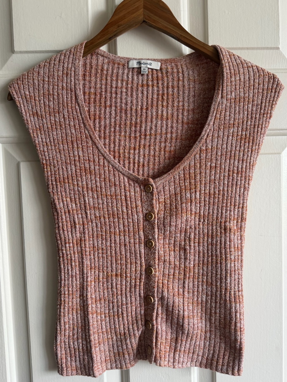 Madewell Marled Peach Button-Front Sweater Knit Tank